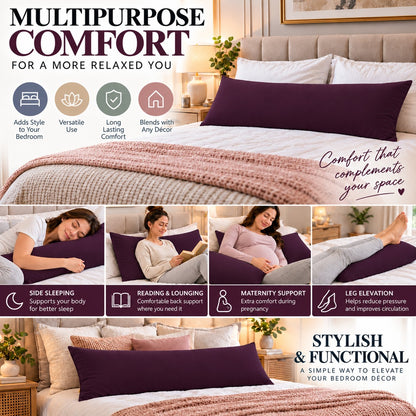 Polycotton bolster pillowcase – Plum – 7