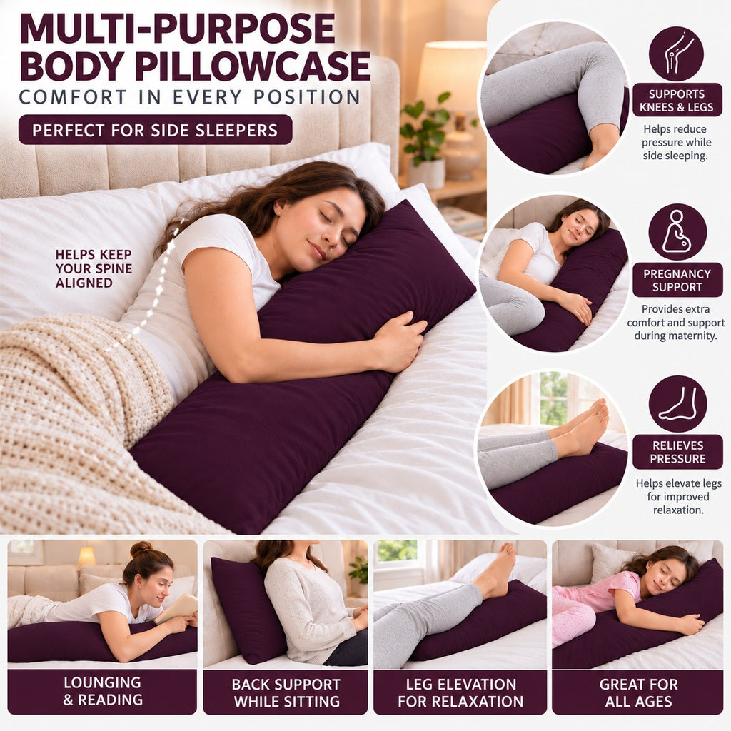 Polycotton bolster pillowcase – Plum – 8