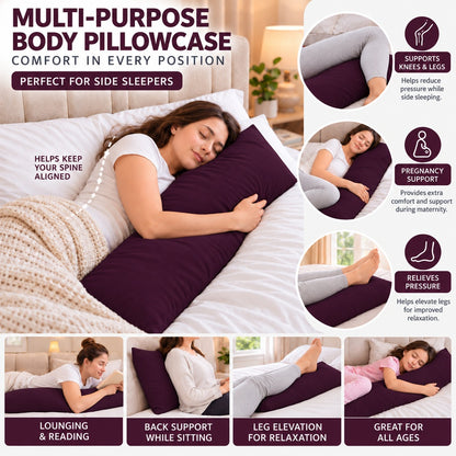 Polycotton bolster pillowcase – Plum – 8