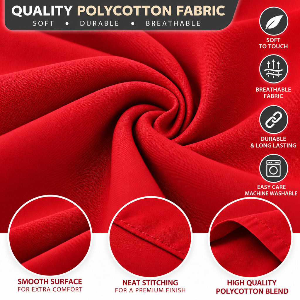 Polycotton bolster pillowcase – Red – 3