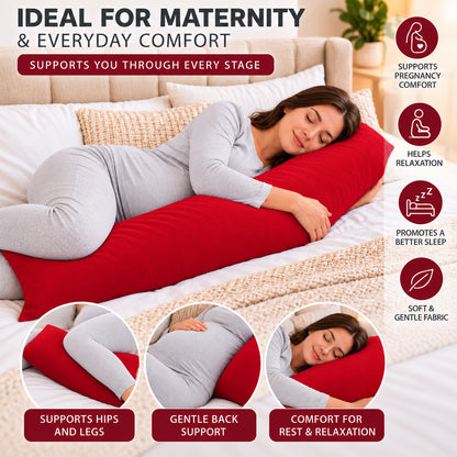Polycotton bolster pillowcase – Red – 4