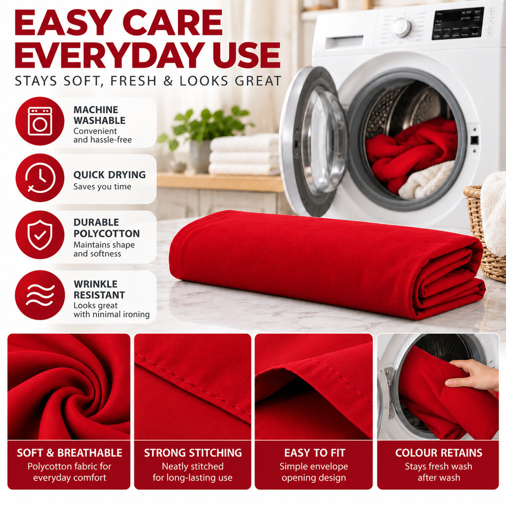 Polycotton bolster pillowcase – Red – 6