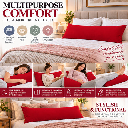 Polycotton bolster pillowcase – Red – 7