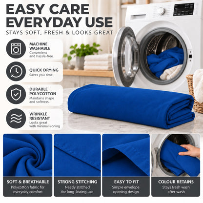 Polycotton bolster pillowcase – Royal Blue – 12