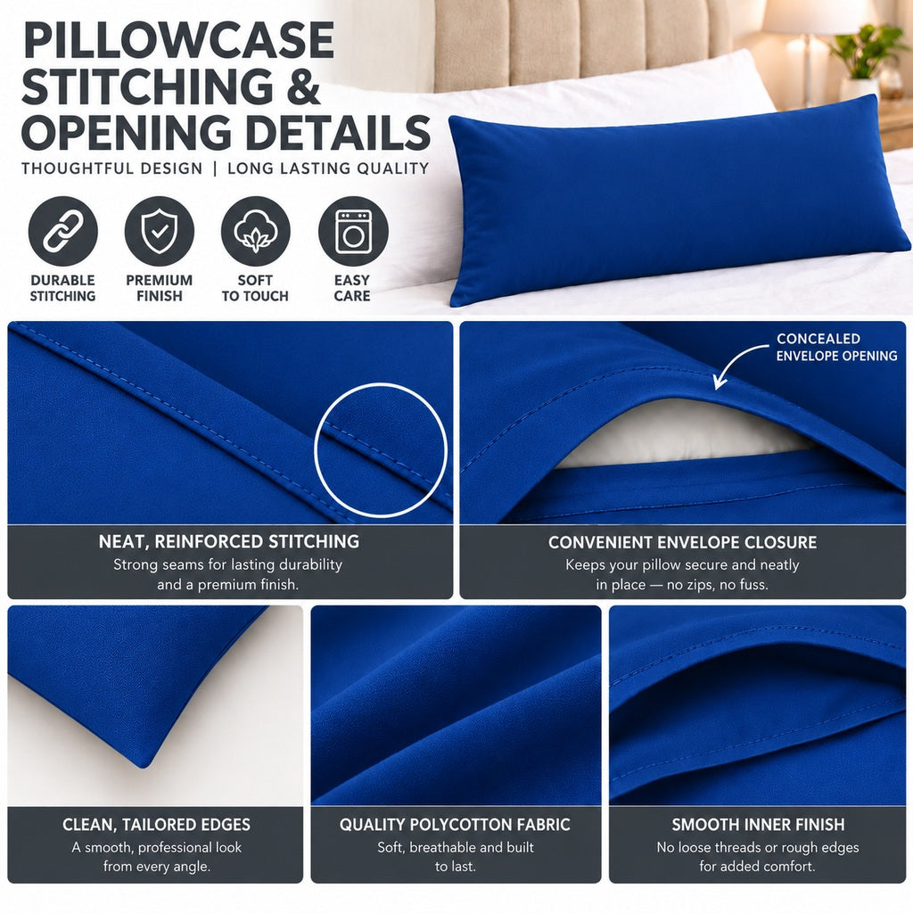 Polycotton bolster pillowcase – Royal Blue – 15