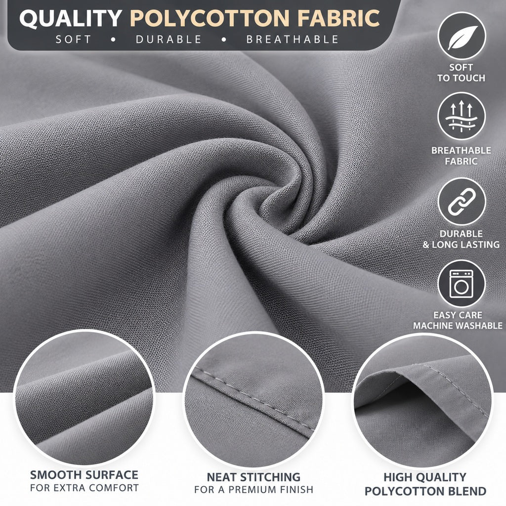 Polycotton bolster pillowcase – Silver – 5