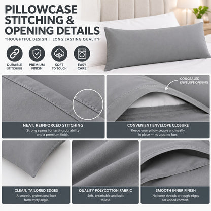 Polycotton bolster pillowcase – Silver – 6
