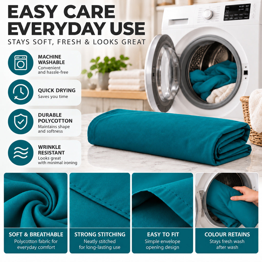Polycotton bolster pillowcase – Teal – 3