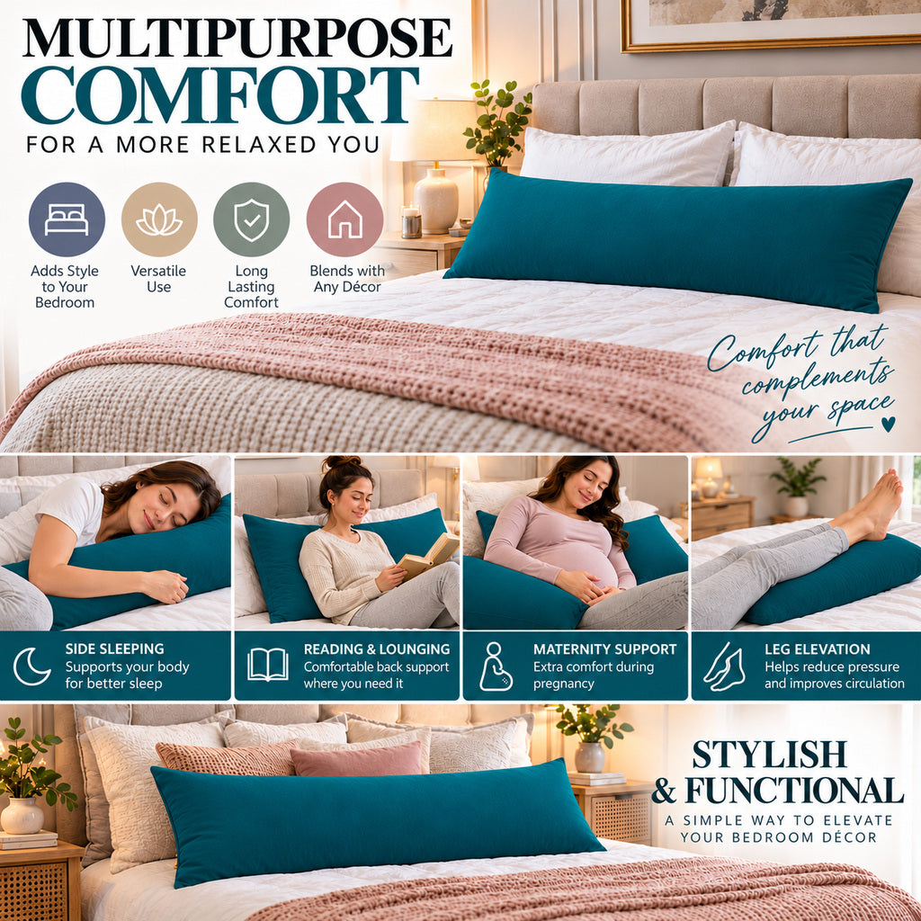 Polycotton bolster pillowcase – Teal – 7