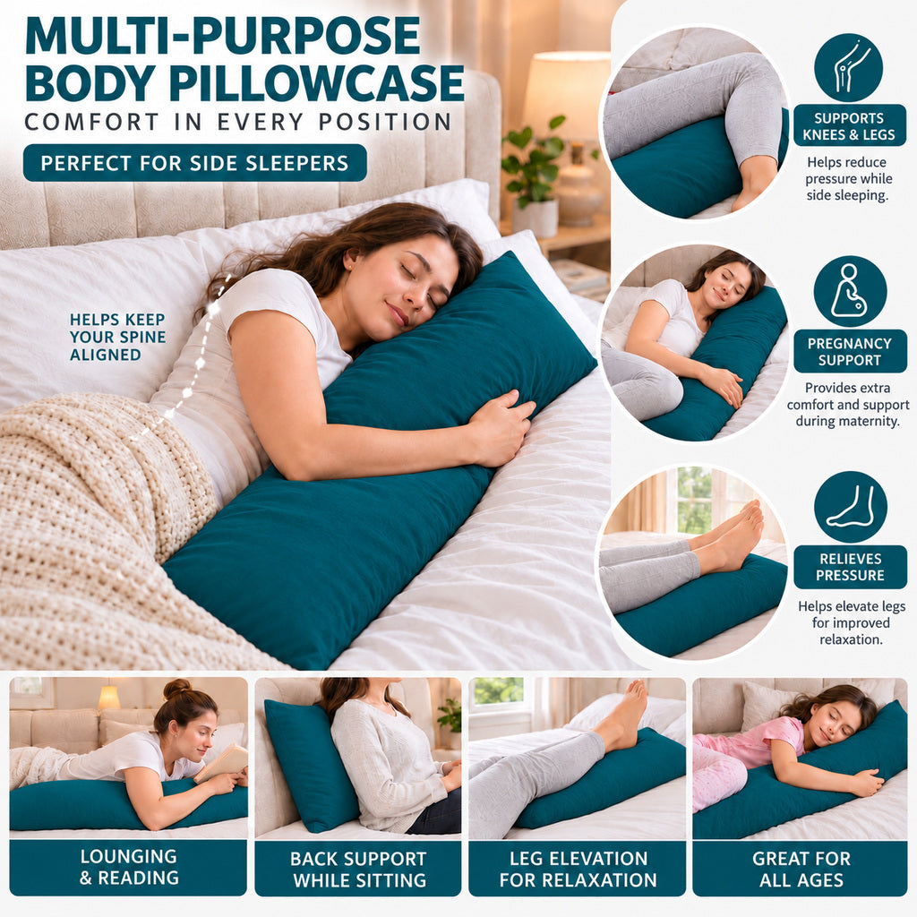 Polycotton bolster pillowcase – Teal – 8