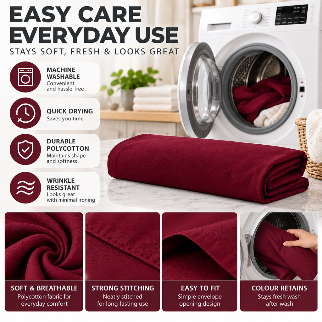 Polycotton bolster pillowcase – Wine – 3