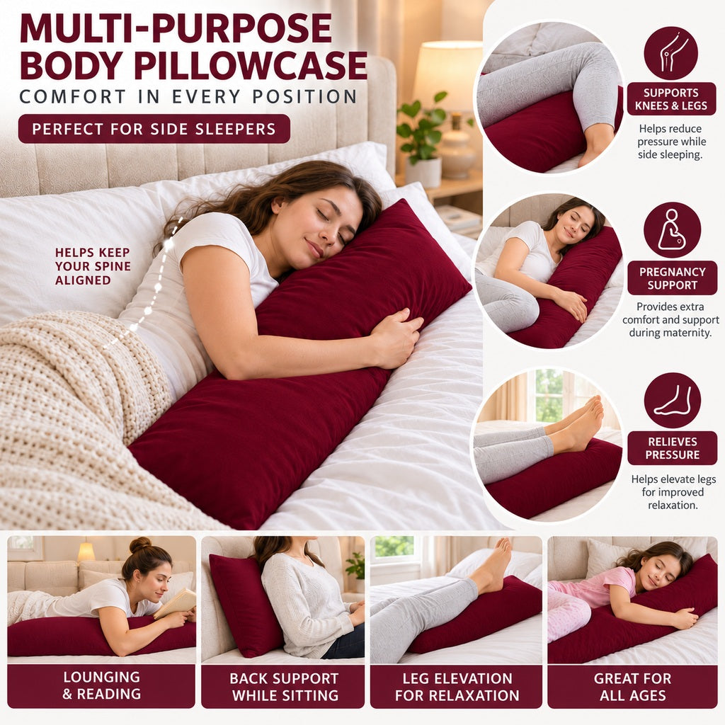 Polycotton bolster pillowcase – Wine – 5