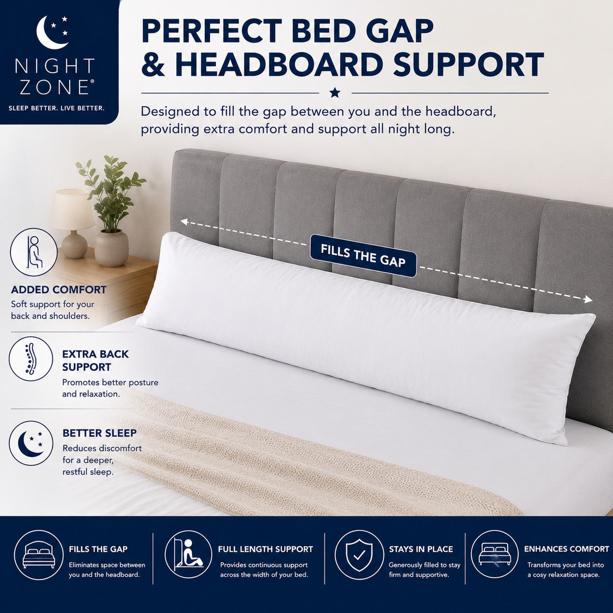 Bolster Pillow – Orthopaedic Long Body & Pregnancy Support Pillow | Night Zone