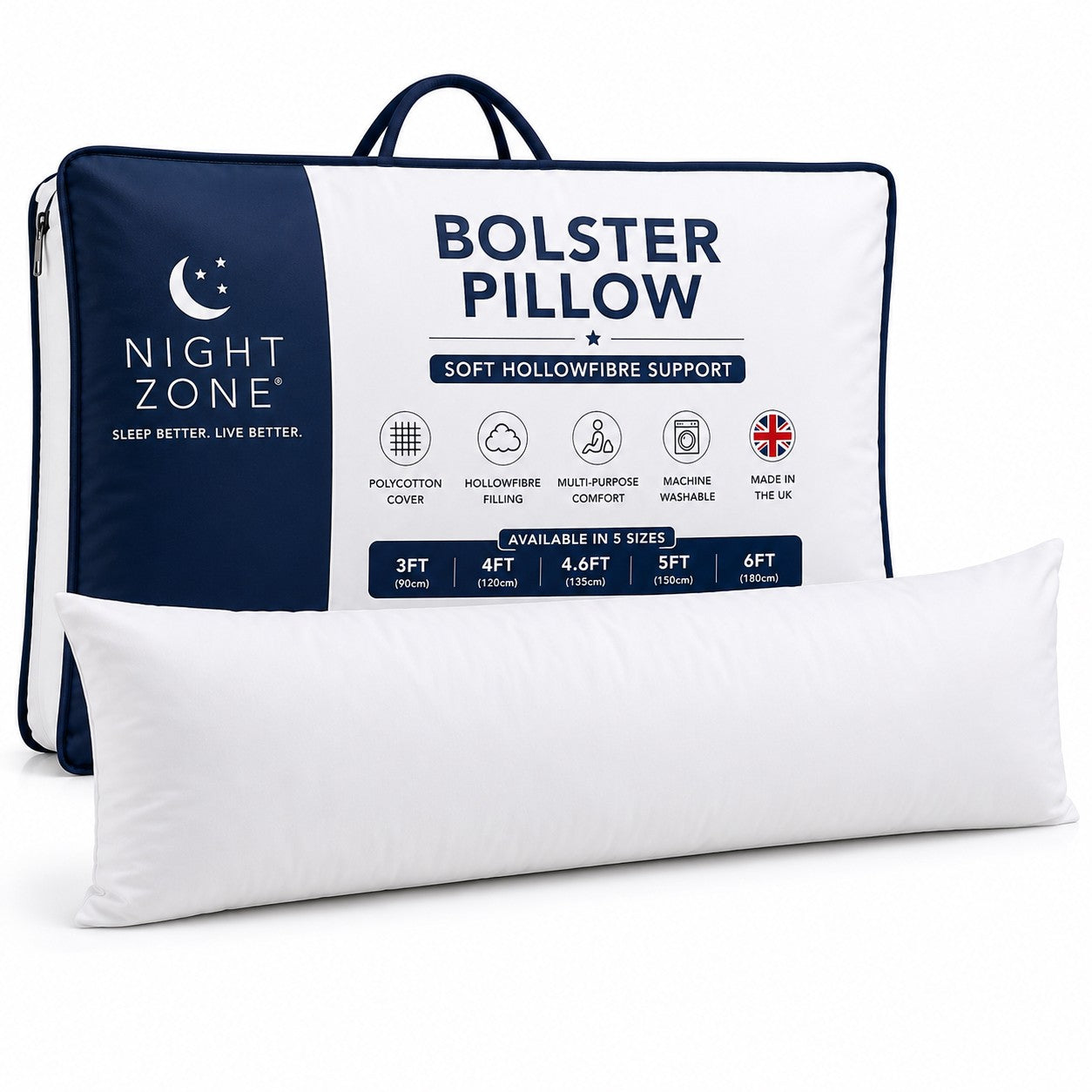 Bolster Pillow – Orthopaedic Long Body & Pregnancy Support Pillow | Night Zone