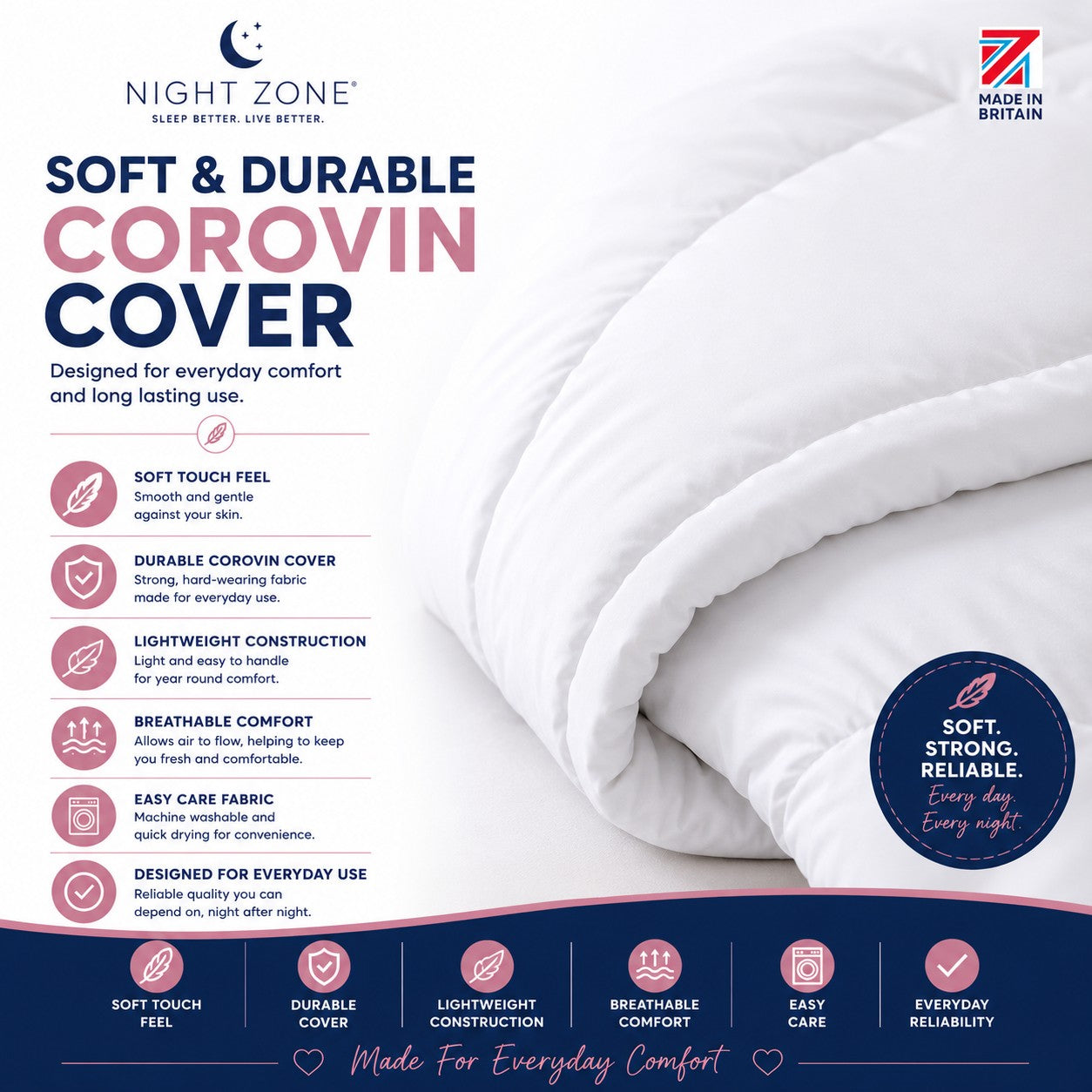 Hypoallergenic Duvet – Lightweight Warm Polyester Bedding | Night Zone