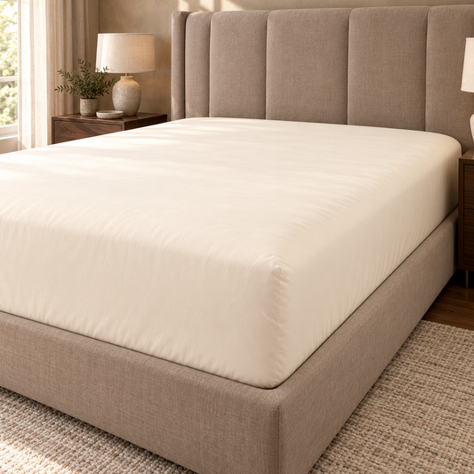 Cream 800TC Egyptian Cotton Extra Deep Fitted Sheet 40cm