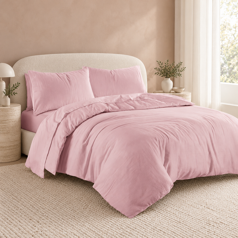 Flannelette Duvet Cover Set – 100% Brushed Cotton Soft Warm Bedding | Night Zone