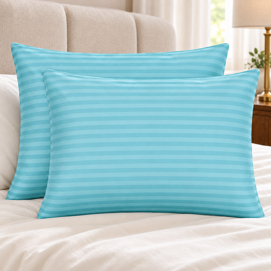 250 Thread Count Stripe Pillowcase Set – Aqua in a premium setting