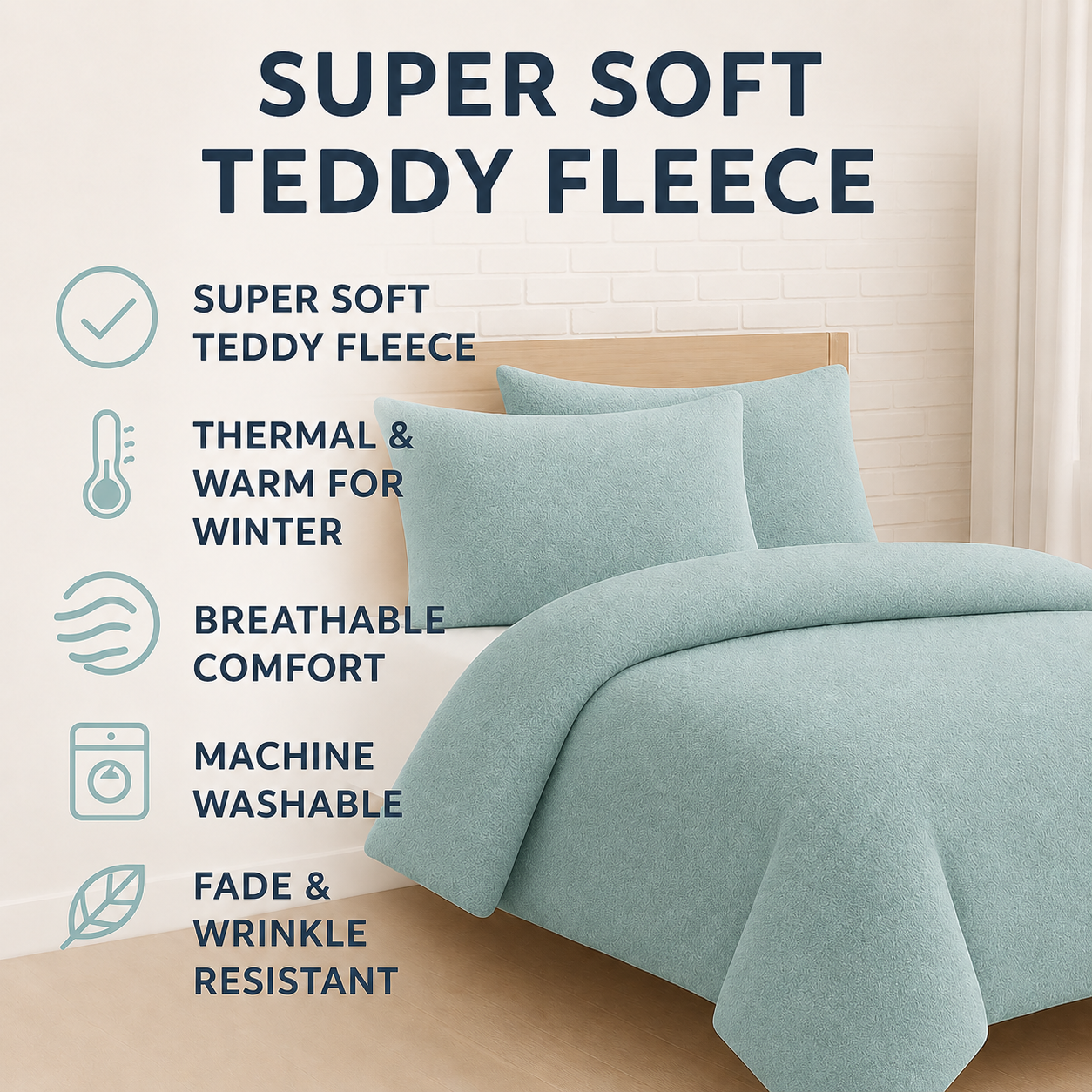 Teddy Fleece Duvet Cover Set – Soft Warm Teddy Bear Bedding | Night Zone