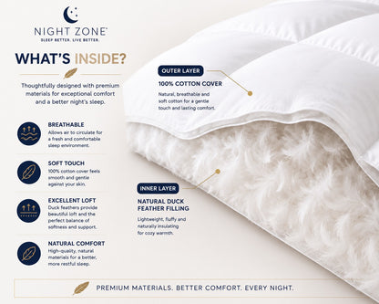 Duck Feather & Down Duvet – 100% Cotton Cover Luxury Quilt | Night Zone