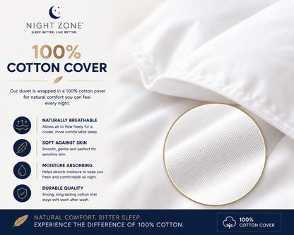 Duck Feather & Down Duvet – 100% Cotton Cover Luxury Quilt | Night Zone