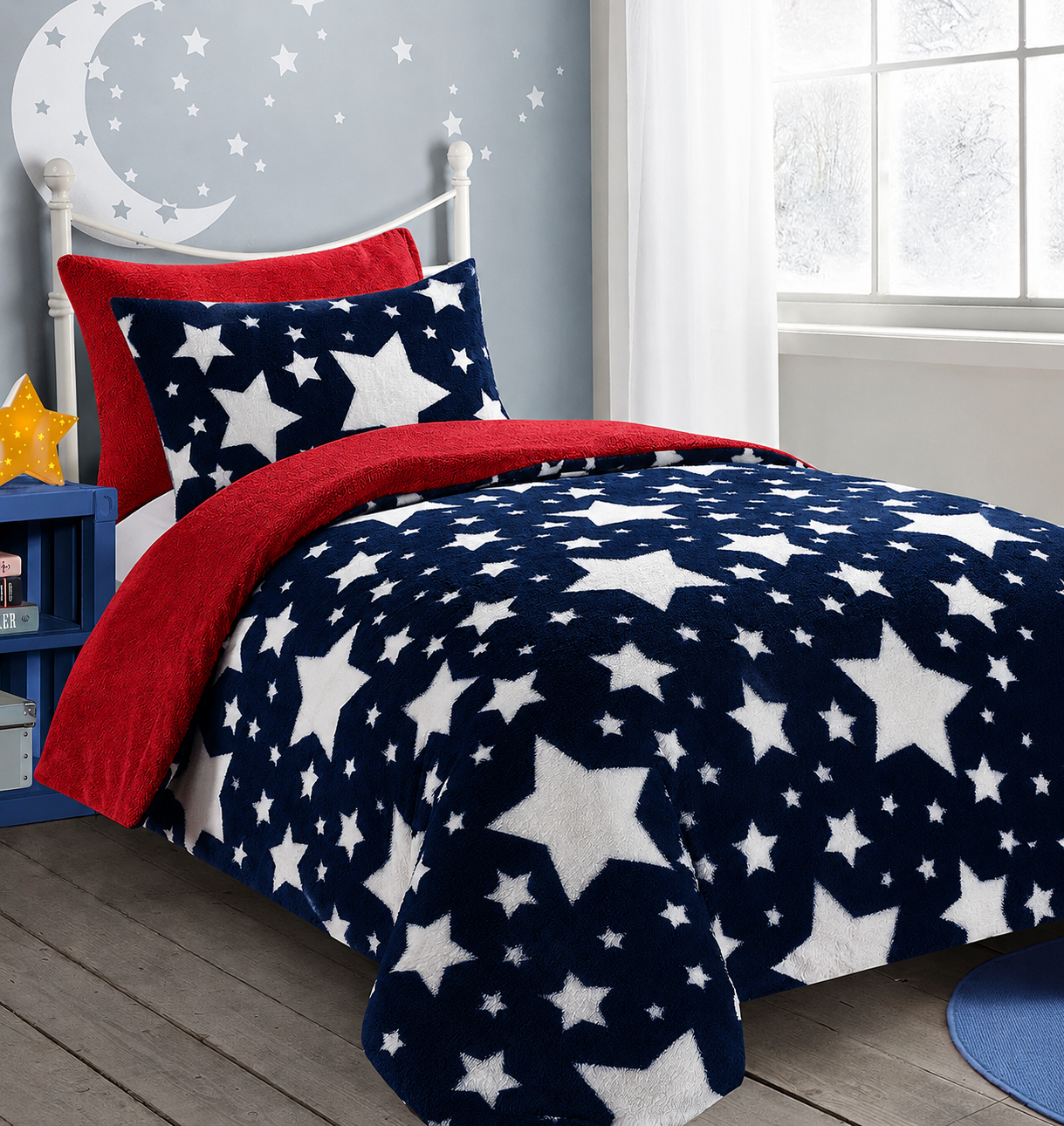 Teddy Star Fleece Duvet Cover Set – Soft Cosy Kids Teddy Bear Bedding | Night Zone