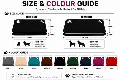 Bone & Paw Print Washable Pet Bed – Soft Dog & Cat Cushion with Removable Zipper Cover | Night Zone