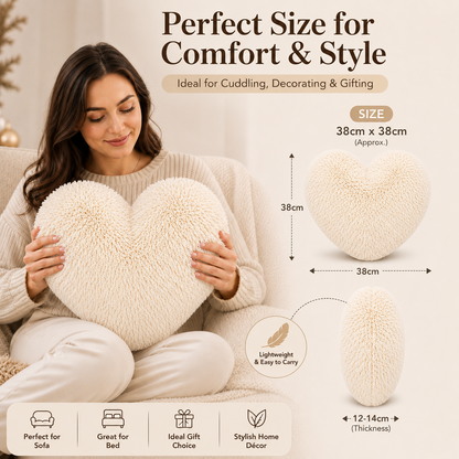 Teddy Cuddles Heart Shape Teddy Fleece Cushion – Soft Filled Decorative Cushion | Night Zone