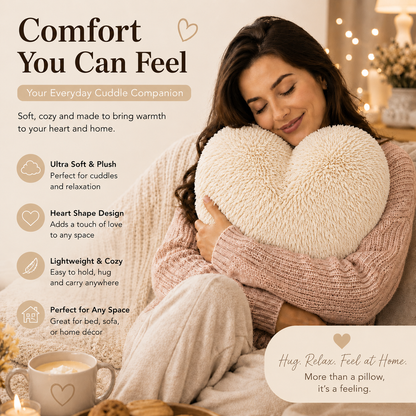 Teddy Cuddles Heart Shape Teddy Fleece Cushion – Soft Filled Decorative Cushion | Night Zone