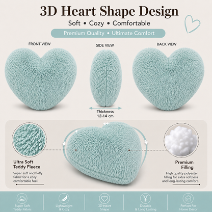 Teddy Cuddles Heart Shape Teddy Fleece Cushion – Soft Filled Decorative Cushion | Night Zone
