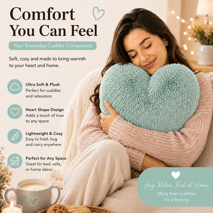 Teddy Cuddles Heart Shape Teddy Fleece Cushion – Soft Filled Decorative Cushion | Night Zone