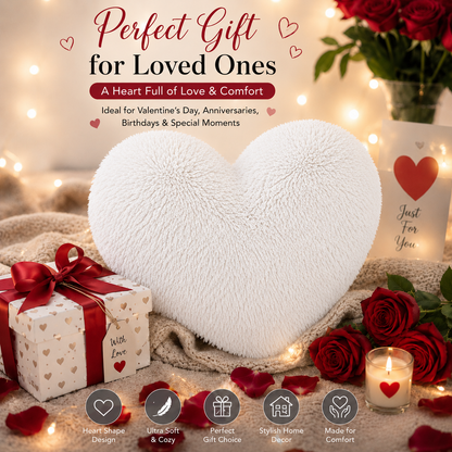 Teddy Cuddles Heart Shape Teddy Fleece Cushion – Soft Filled Decorative Cushion | Night Zone