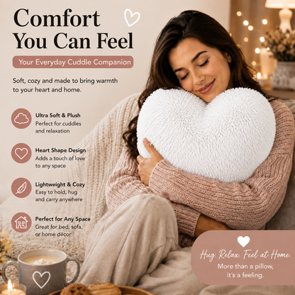 Teddy Cuddles Heart Shape Teddy Fleece Cushion – Soft Filled Decorative Cushion | Night Zone