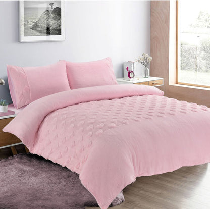 Hearts Teddy Fleece Duvet Cover Set – Super Soft Fluffy Bedding | Night Zone