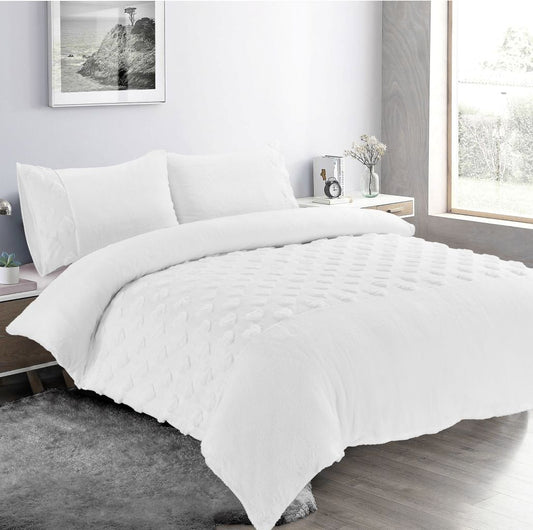 Hearts Teddy Fleece Duvet Cover Set – Super Soft Fluffy Bedding | Night Zone