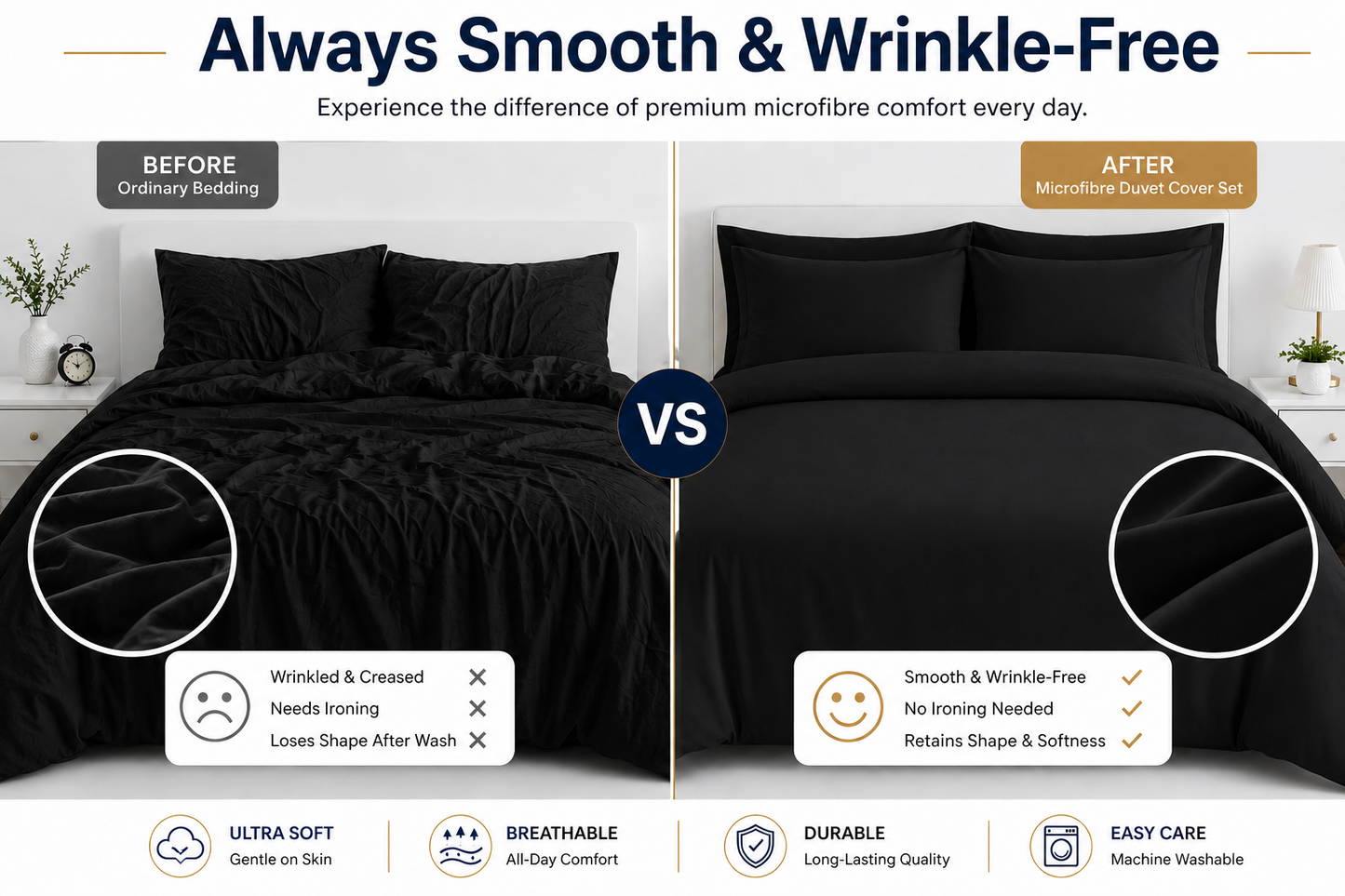 Microfibre Duvet Cover Set – Ultra Soft Easy Care Bedding | Night Zone