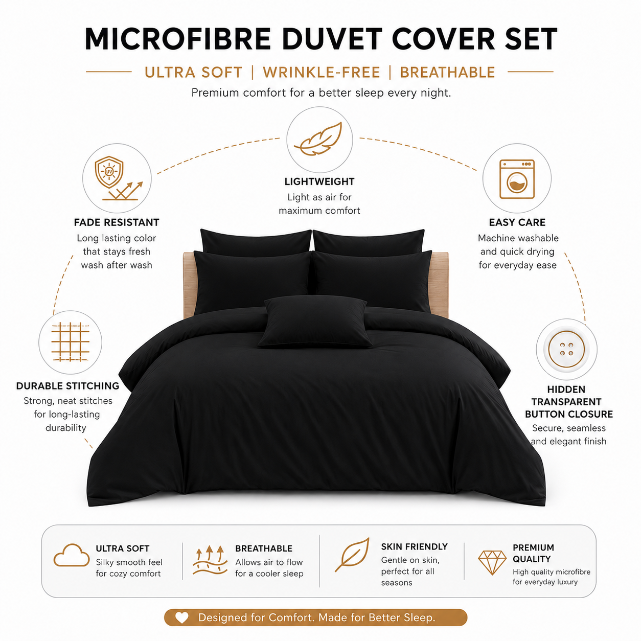 Microfibre Duvet Cover Set – Ultra Soft Easy Care Bedding | Night Zone