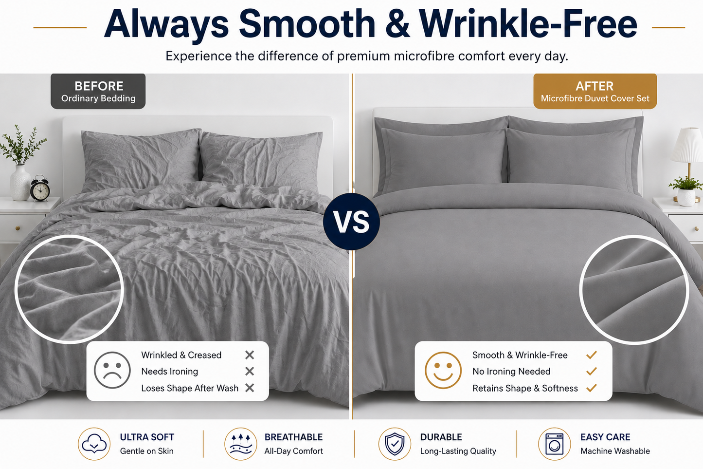 Microfibre Duvet Cover Set – Ultra Soft Easy Care Bedding | Night Zone
