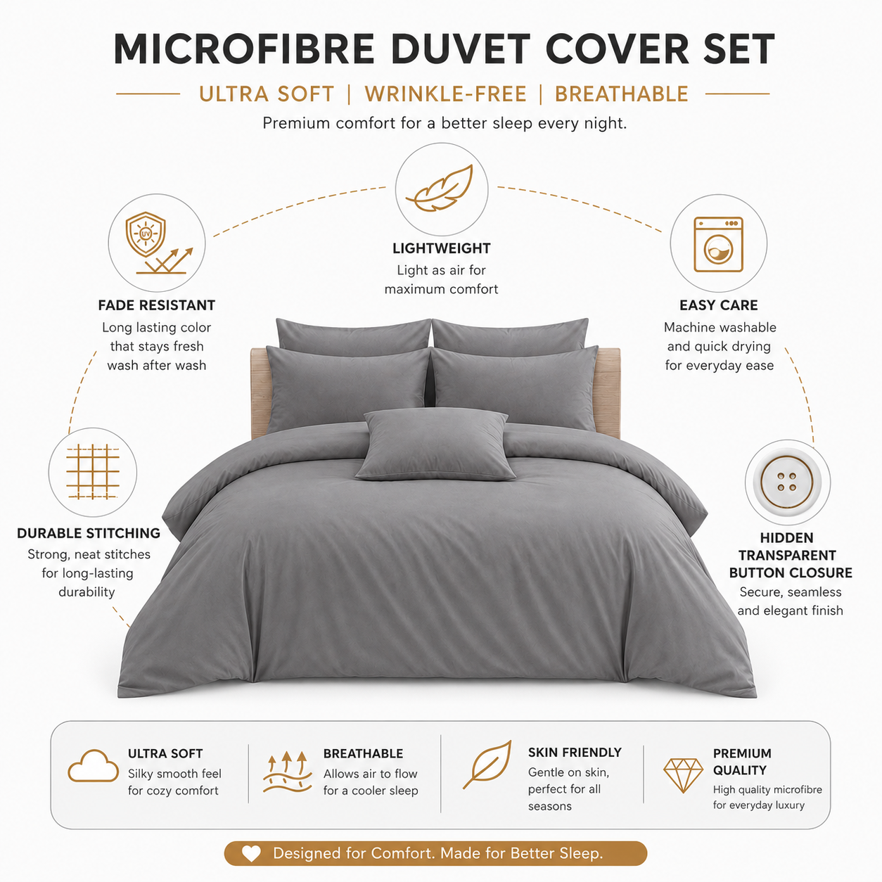 Microfibre Duvet Cover Set – Ultra Soft Easy Care Bedding | Night Zone