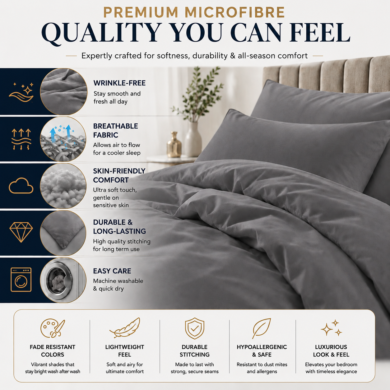 Microfibre Duvet Cover Set – Ultra Soft Easy Care Bedding | Night Zone
