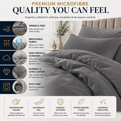 Microfibre Duvet Cover Set – Ultra Soft Easy Care Bedding | Night Zone