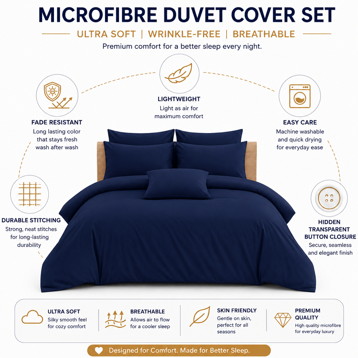 Microfibre Duvet Cover Set – Ultra Soft Easy Care Bedding | Night Zone