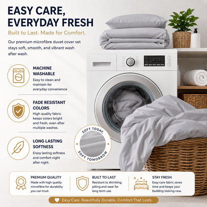 Microfibre Duvet Cover Set – Ultra Soft Easy Care Bedding | Night Zone