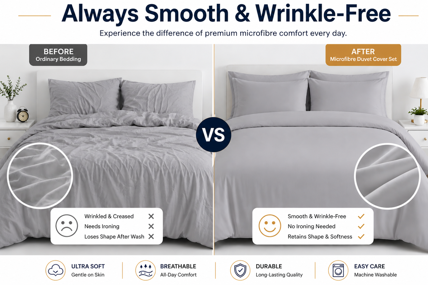 Microfibre Duvet Cover Set – Ultra Soft Easy Care Bedding | Night Zone