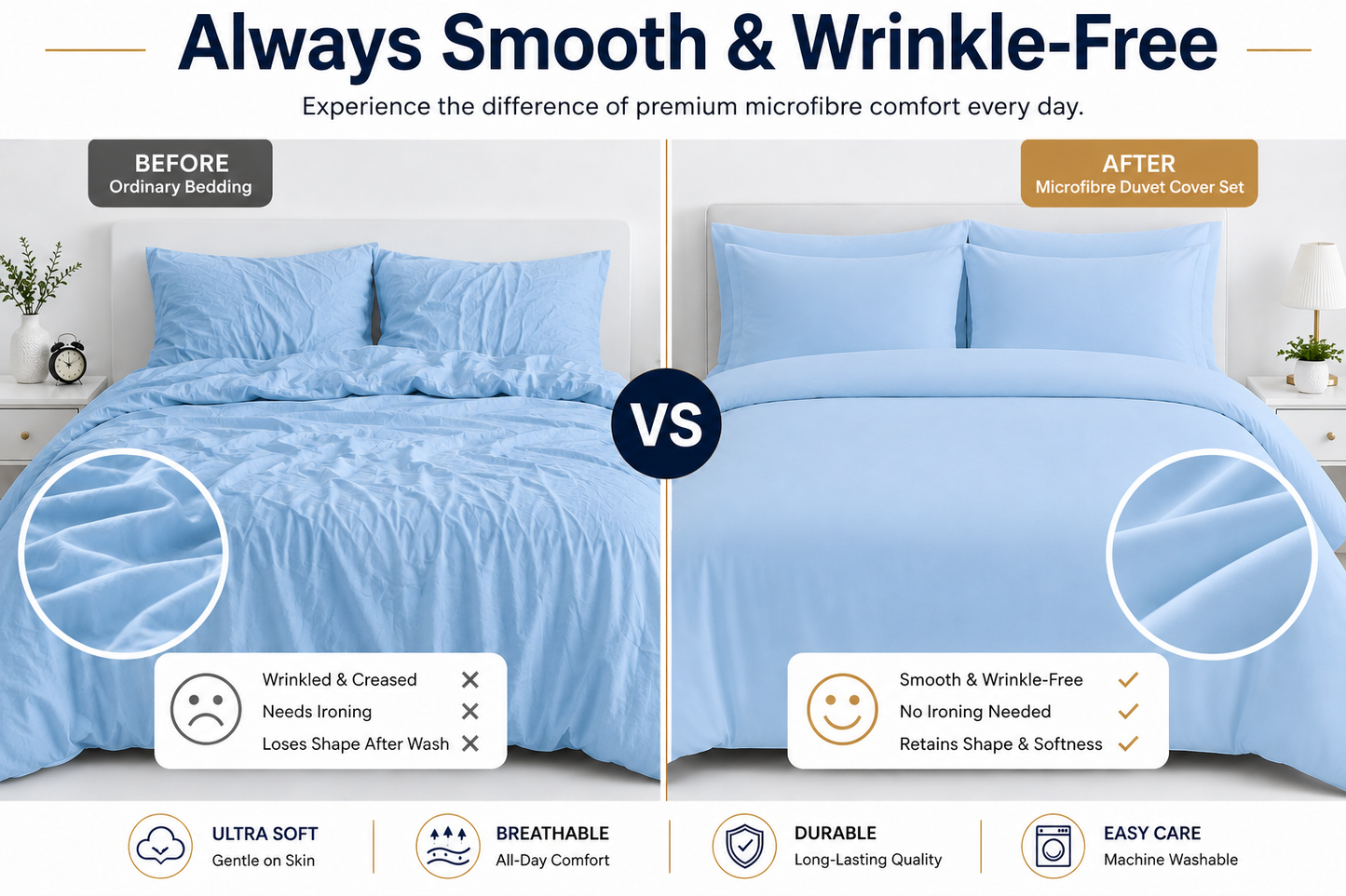 Microfibre Duvet Cover Set – Ultra Soft Easy Care Bedding | Night Zone