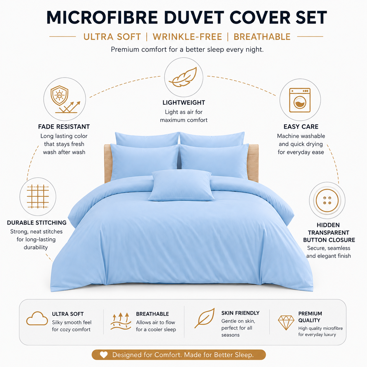 Microfibre Duvet Cover Set – Ultra Soft Easy Care Bedding | Night Zone