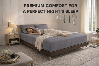 Microfiber Embossed Stripe Extra Deep Fitted Sheet 40cm – Brushed Soft Fitted Bed Sheet | Night Zone