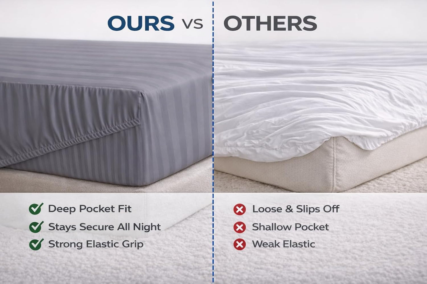 Microfiber Embossed Stripe Extra Deep Fitted Sheet 40cm – Brushed Soft Fitted Bed Sheet | Night Zone