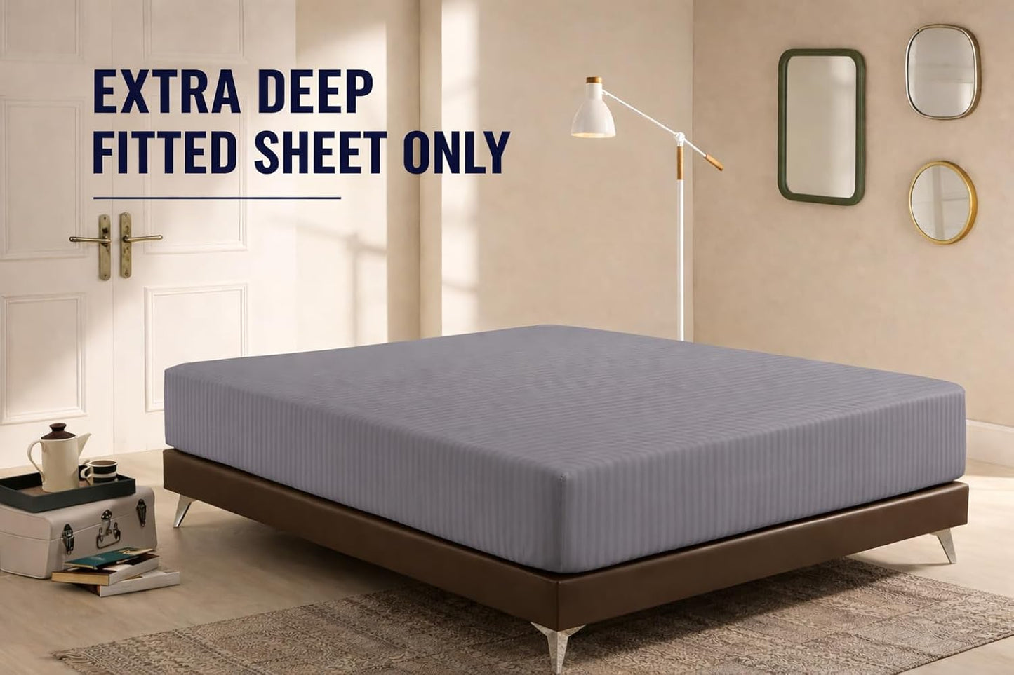Microfiber Embossed Stripe Extra Deep Fitted Sheet 40cm – Brushed Soft Fitted Bed Sheet | Night Zone