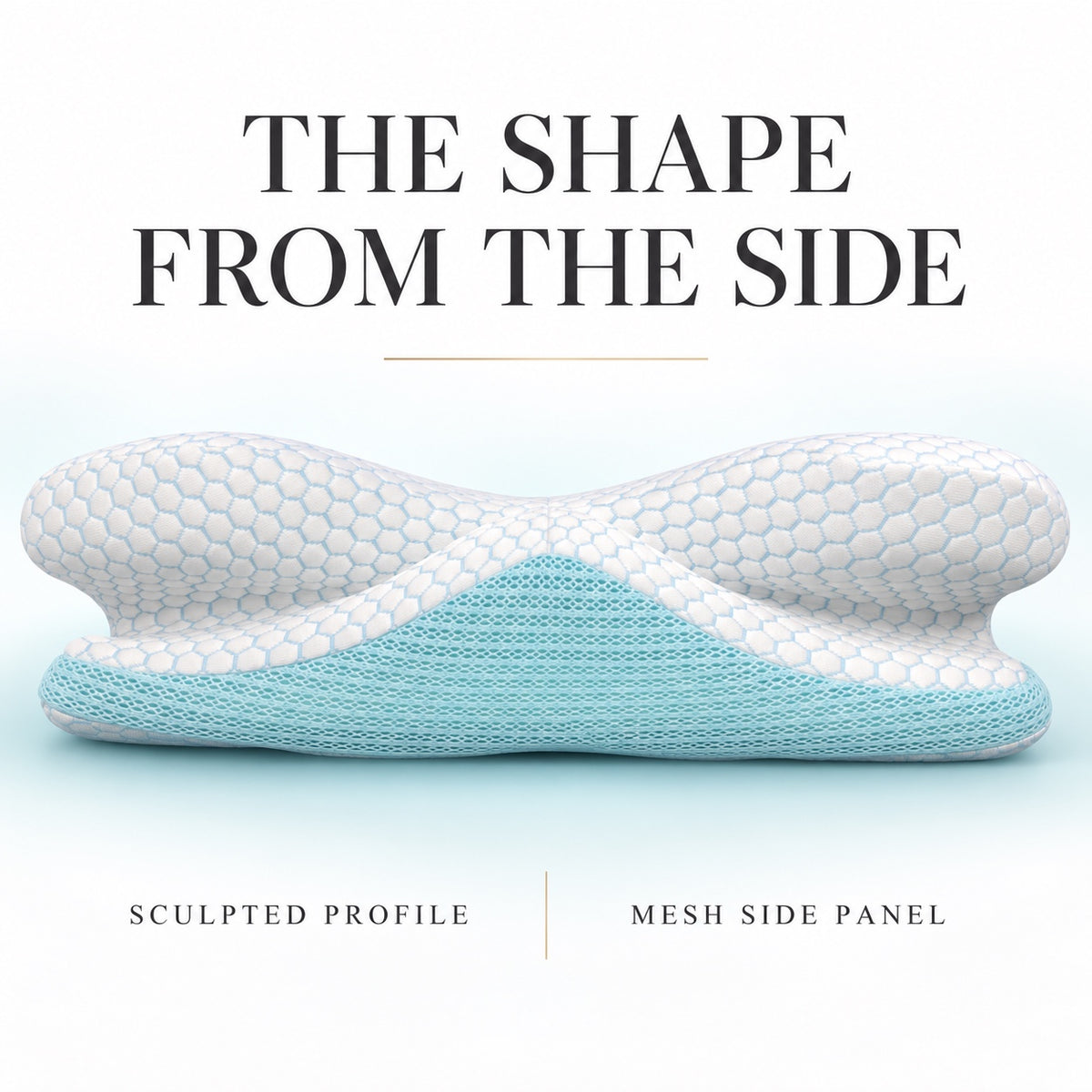 Night Zone anti-snoring pillow – Sculpted side profile and mesh side panel